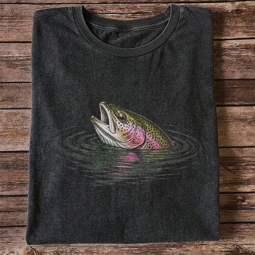 Rainbow Trout Fishing T-Shirt, Fly Fishing Tee for Anglers