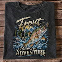 Trout Hooked on Adventure Mountain Fly Fishing T-Shirt