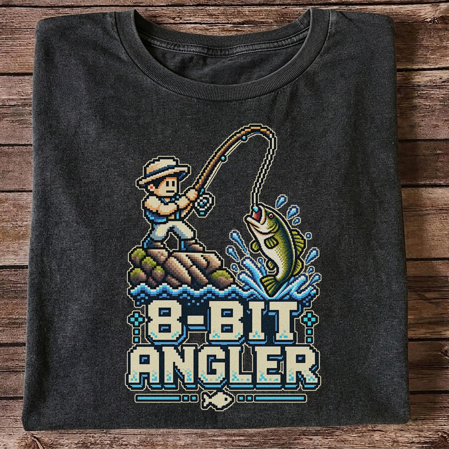 8-Bit Angler Pixel Art Bass Fishing Graphic T-Shirt