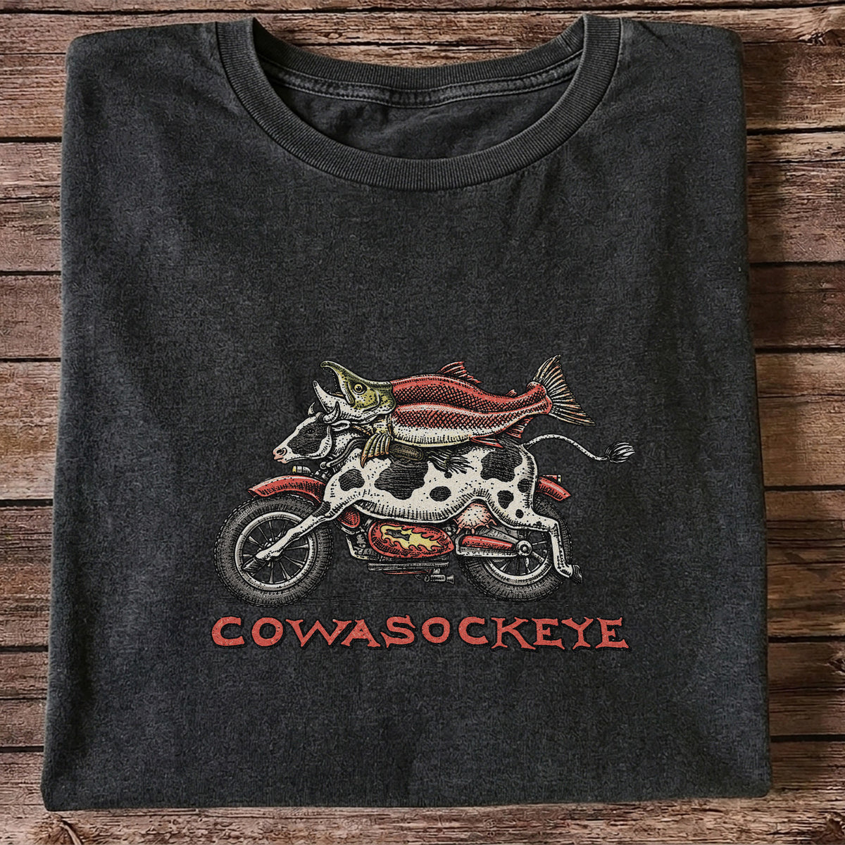 Cowasockeye Trout Motorcycle Funny Fishing Graphic T-Shirt