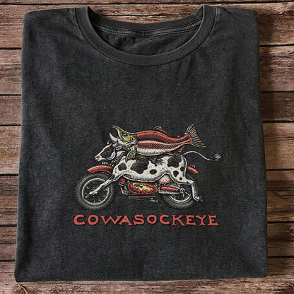 Cowasockeye Trout Motorcycle Funny Fishing Graphic T-Shirt