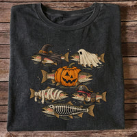 Rainbow Trout Halloween Costumes Witch Ghost Pumpkin Mummy Pirate Skeleton Fishing T-Shirt