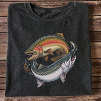 Rainbow Trout Pair Freshwater Fishing Graphic T-Shirt