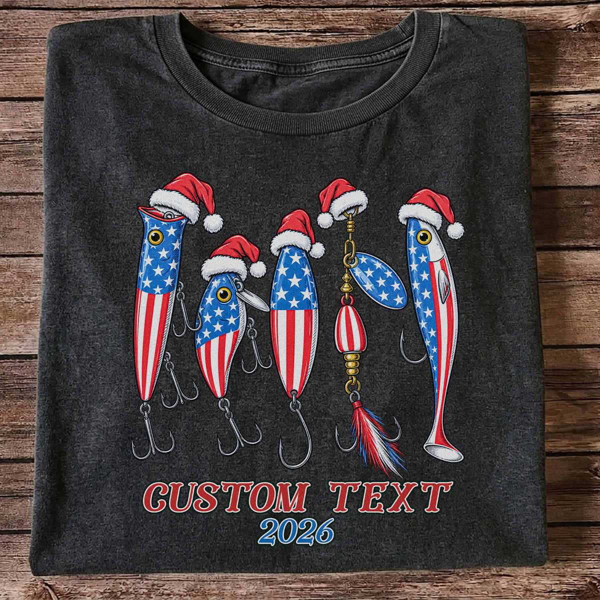 Personalized Patriotic Christmas Fishing Lures T-Shirt