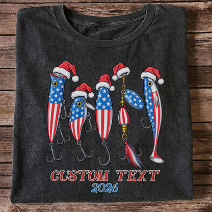 Personalized Patriotic Christmas Fishing Lures T-Shirt