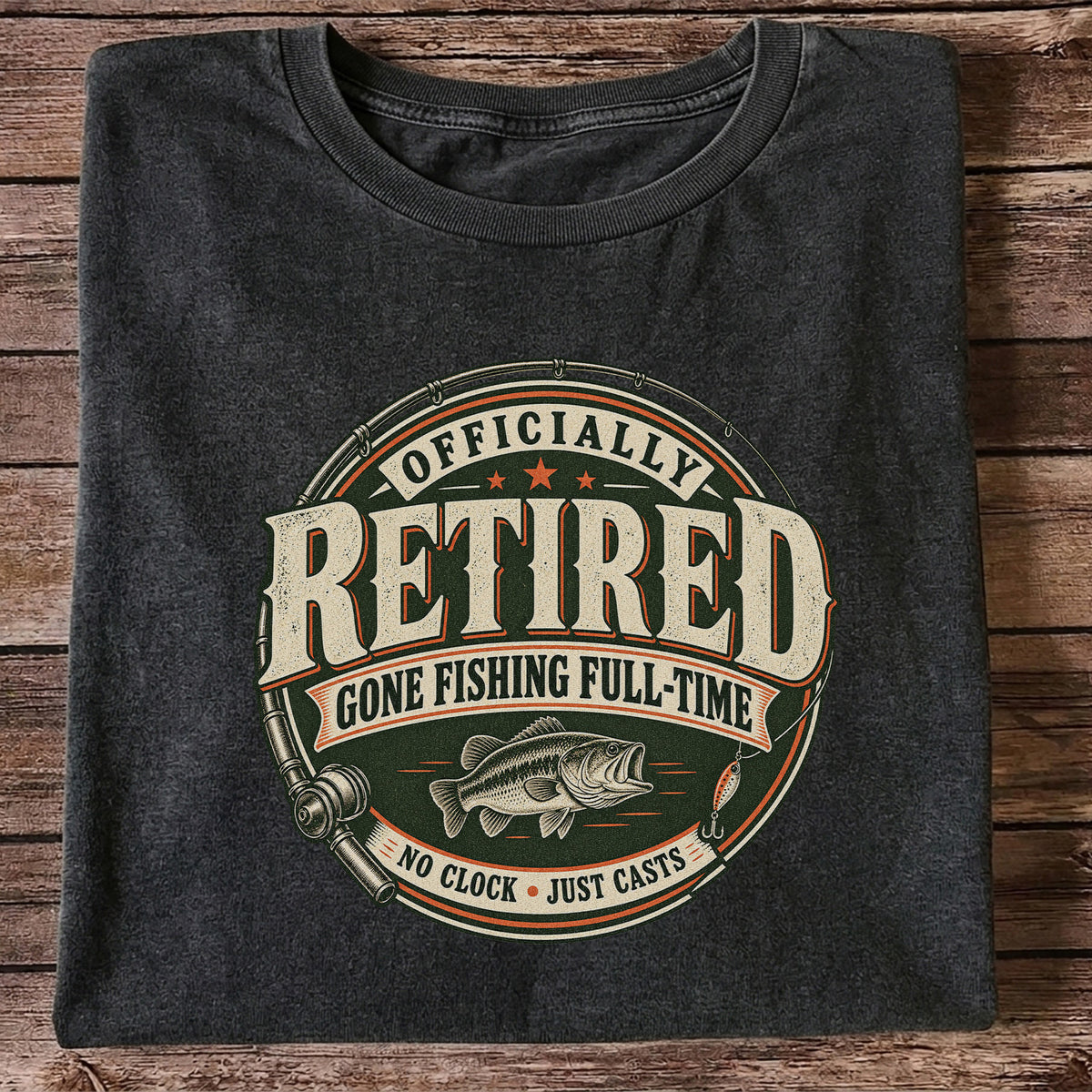 Officially Retired Gone Fishing Full-Time Bass Fishing T-Shirt