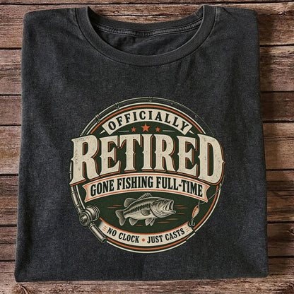 Officially Retired Gone Fishing Full-Time Bass Fishing T-Shirt