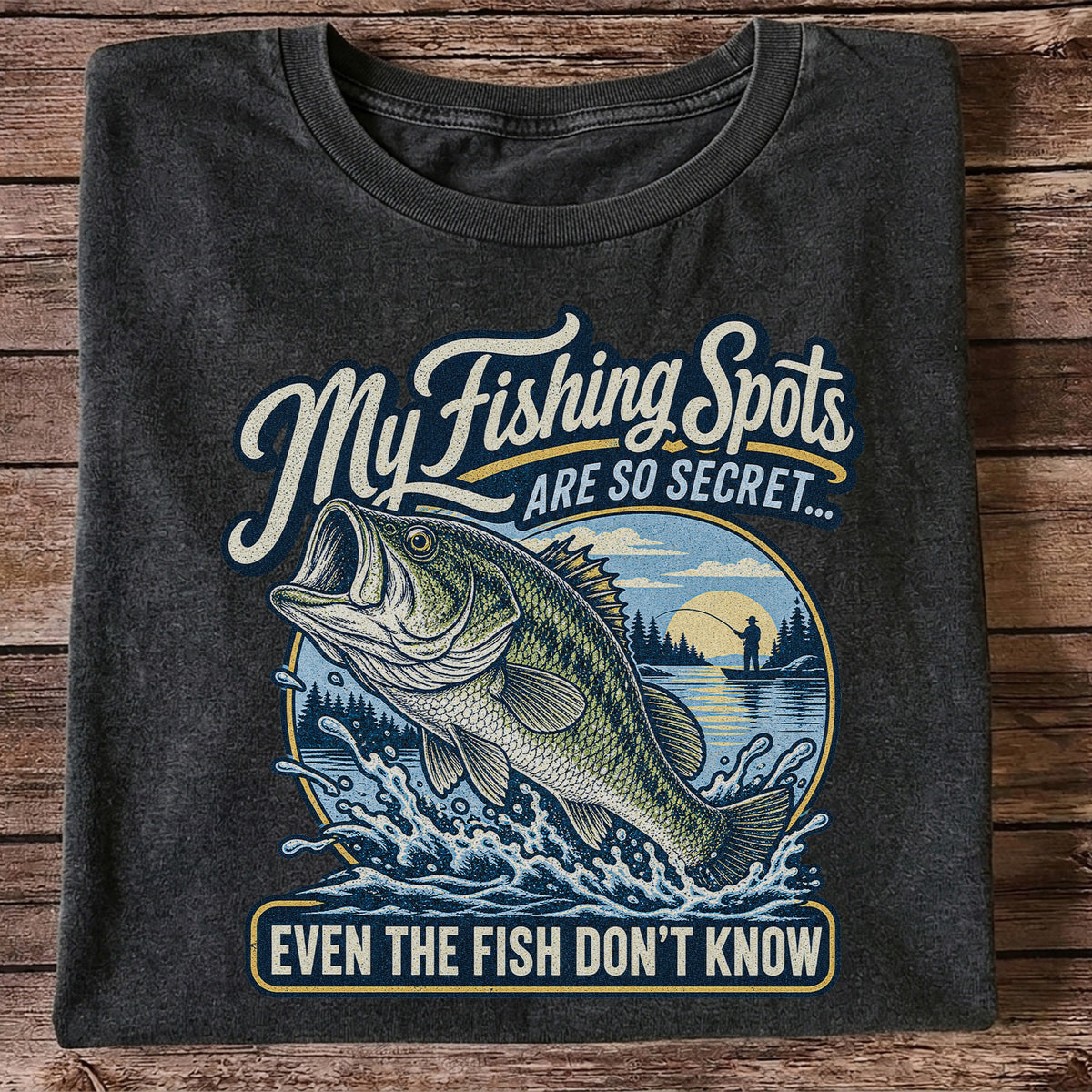 Secret Fishing Spots Largemouth Bass Graphic T-Shirt