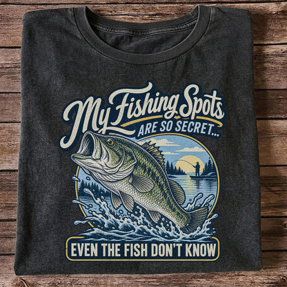 Secret Fishing Spots Largemouth Bass Graphic T-Shirt