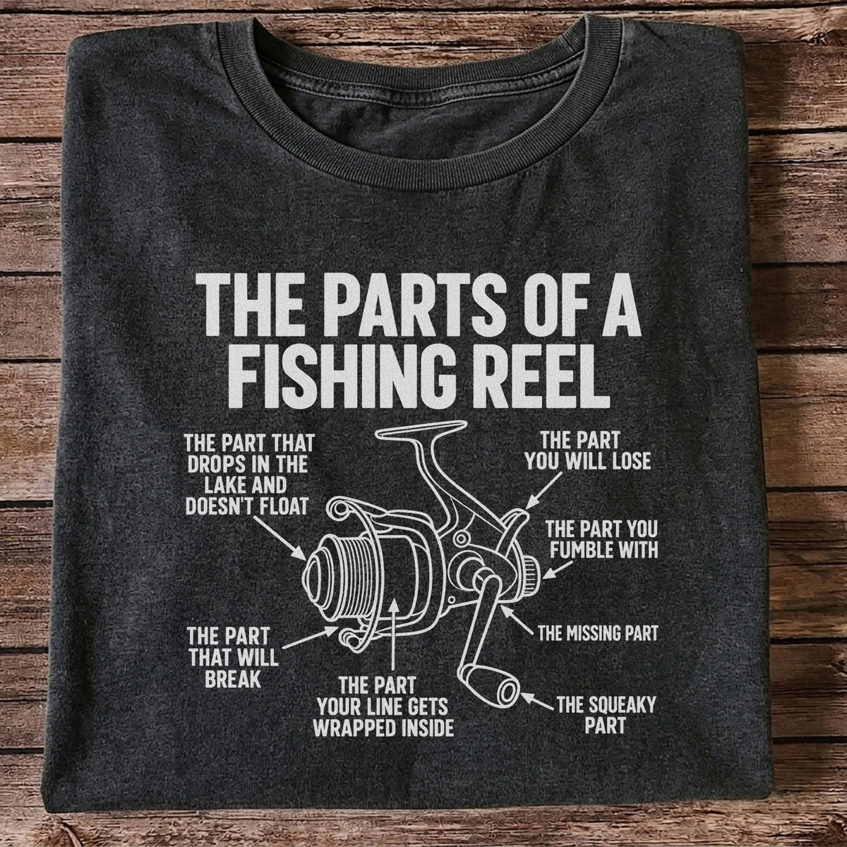 Fishing Reel Parts Diagram Humor Graphic T-Shirt