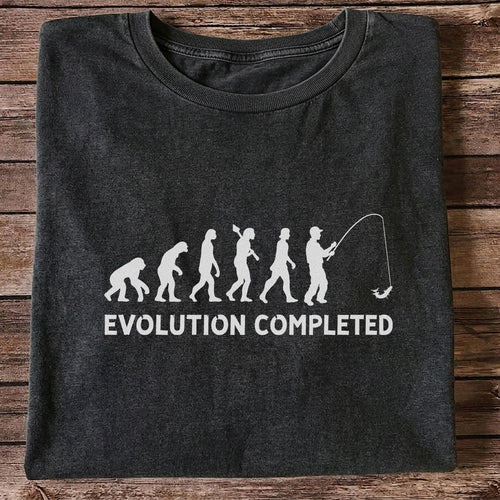 Evolution Completed Angler Silhouette Funny Fishing T-Shirt