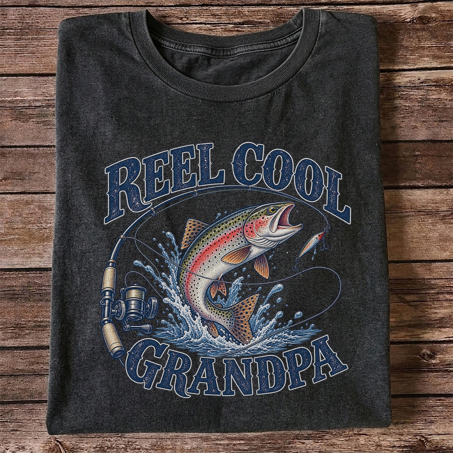 Reel Cool Grandpa Trout Fishing Graphic T-Shirt