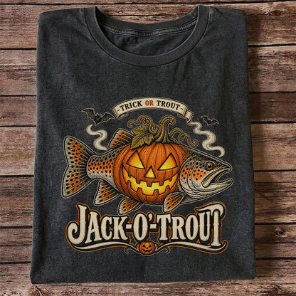 Jack-O'-Trout Trick or Trout Halloween Fishing T-Shirt