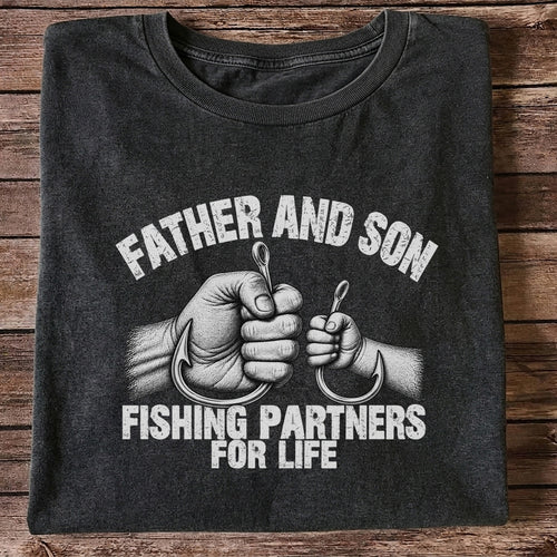 Father and Son Fishing Partners for Life Graphic T-Shirt