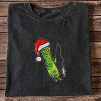 Santa Hat Cucumber Fishing for Trout Graphic T-Shirt