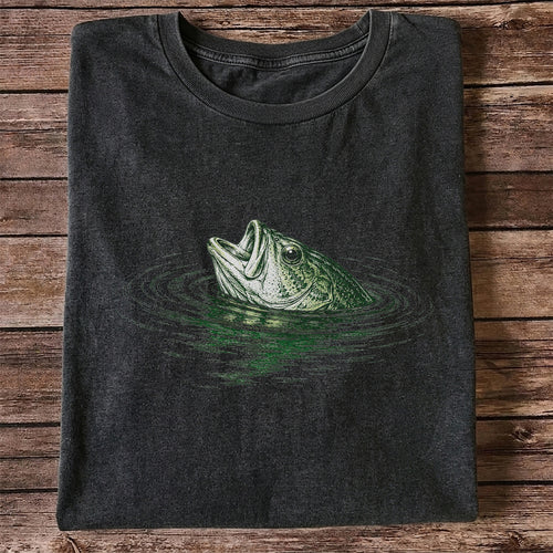 Bass Fishing T-Shirt, Vintage Largemouth Bass Graphic Tee for Anglers