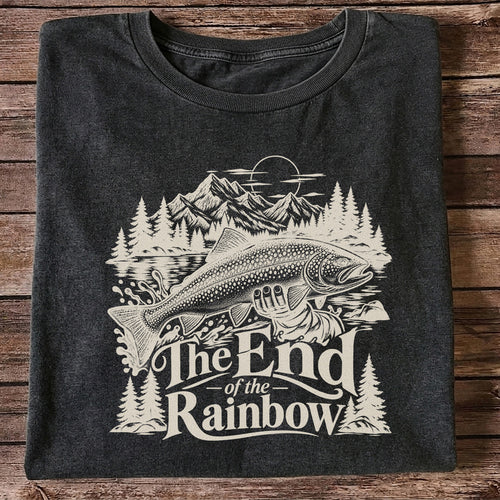 The End of the Rainbow Trout and Mountain Fishing Graphic T-Shirt