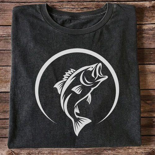 Minimalist Jumping Bass Fishing Silhouette T-Shirt