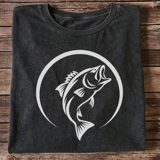 Minimalist Jumping Bass Fishing Silhouette T-Shirt