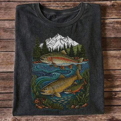 Trout Fishing T-Shirt  Mountain River Fishing Tee