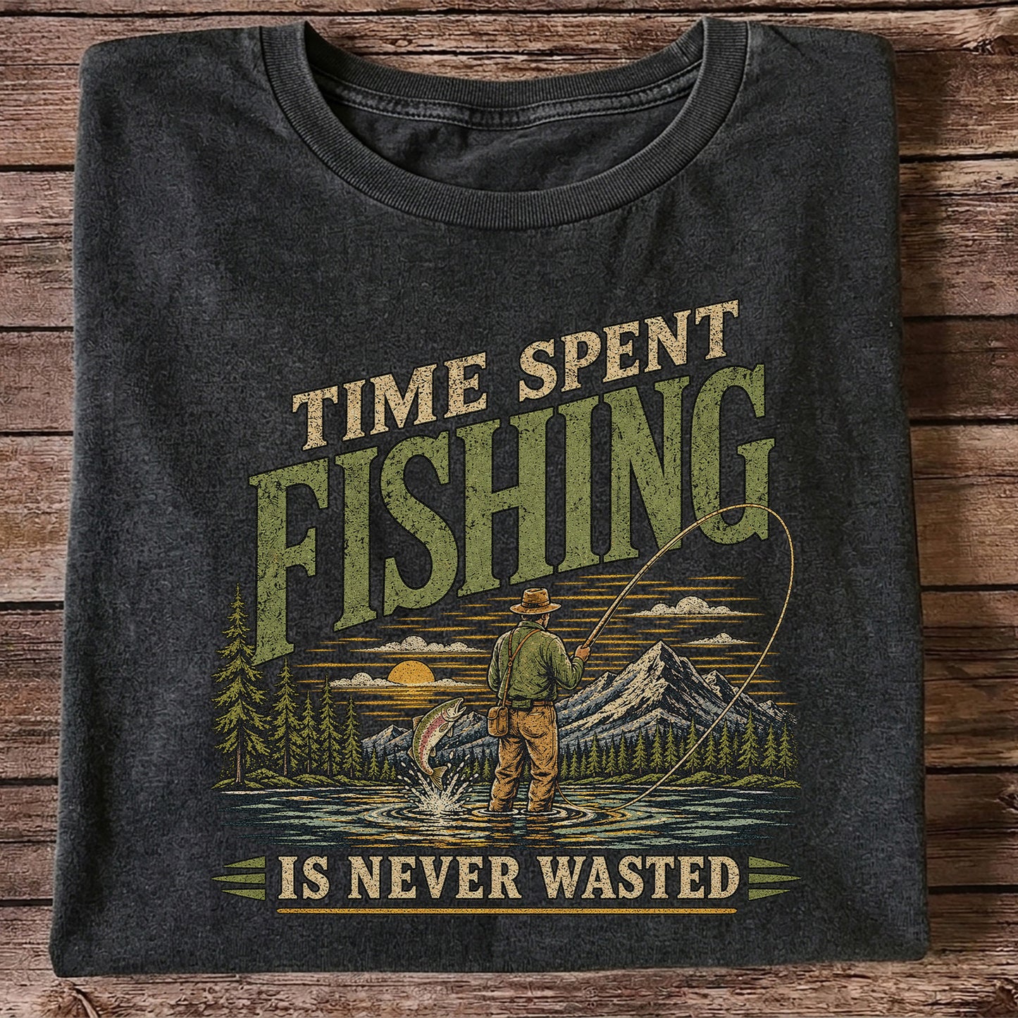 Time Spent Fishing Is Never Wasted Fly Fishing T-Shirt