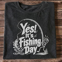 Yes! It's Fishing Day Funny Angler and Trout Graphic T-Shirt