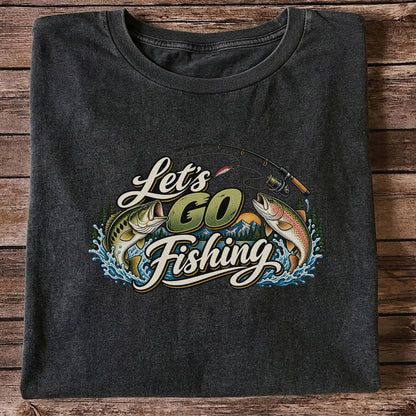 Let's Go Fishing Bass and Rainbow Trout Graphic T-Shirt
