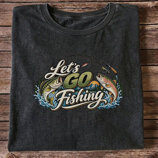 Let's Go Fishing Bass and Rainbow Trout Graphic T-Shirt