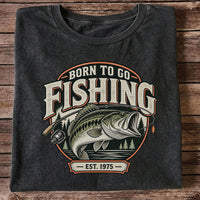 Born to Go Fishing Est. 1975 Vintage Bass Graphic T-Shirt