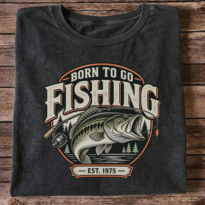Born to Go Fishing Est. 1975 Vintage Bass Graphic T-Shirt