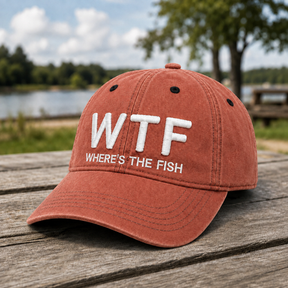 WTF Where’s The Fish Embroidered Vintage Washed Baseball Hat