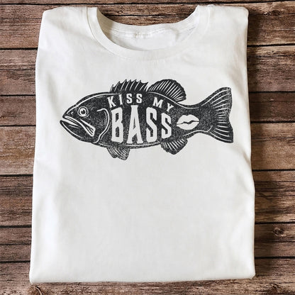 Kiss My Bass Funny Bass Fishing T Shirt for Men