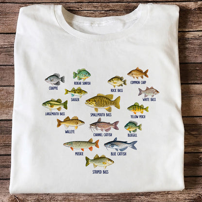 Freshwater Fish Species Chart Fishing Graphic T-Shirt