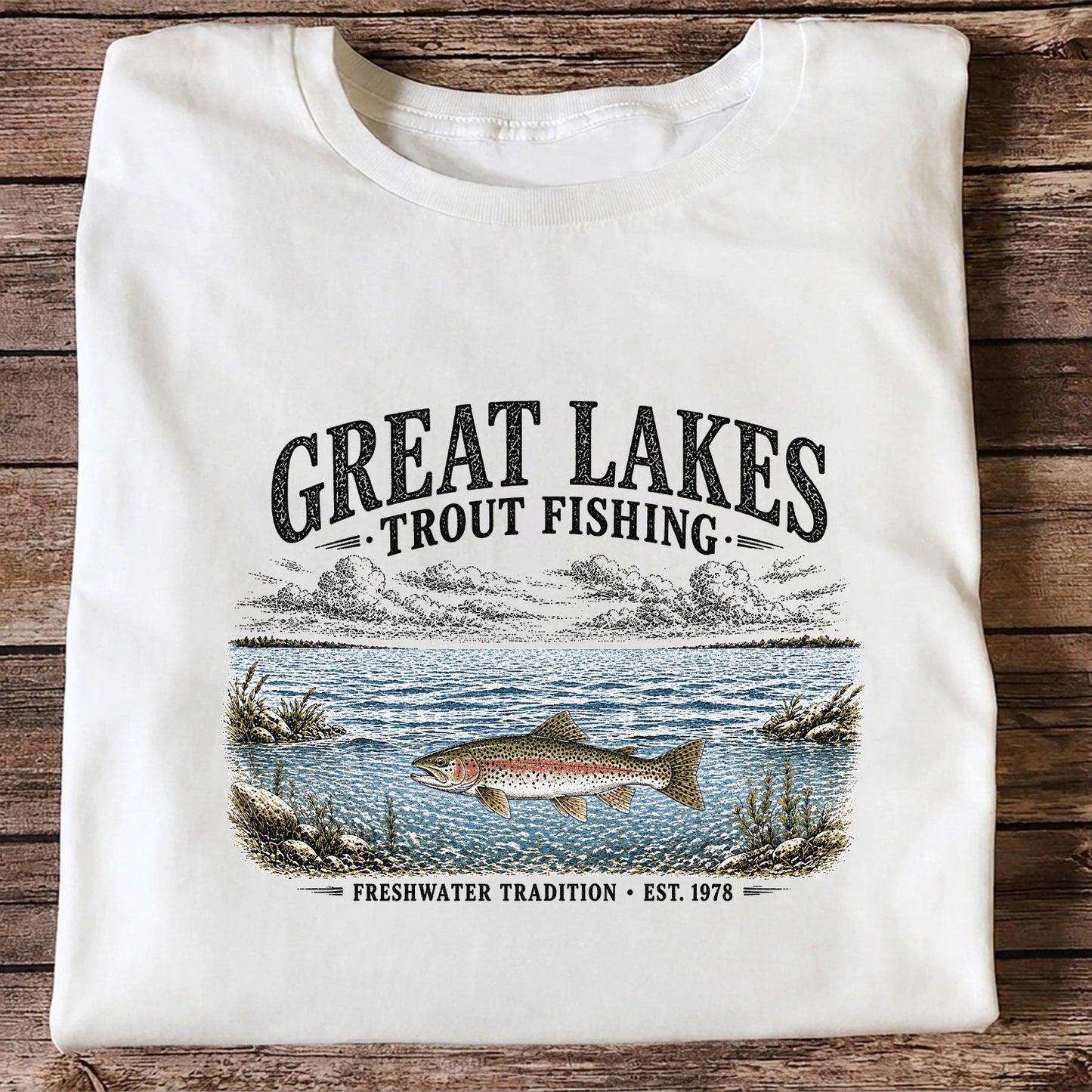 Great Lakes Trout Fishing Freshwater Tradition Est. 1978 Graphic T-Shirt