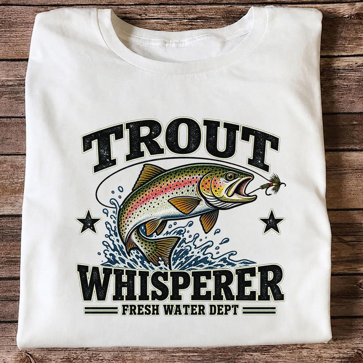 Trout Whisperer Fresh Water Dept Rainbow Tee, Trout Fishing T-Shirt