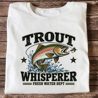 Trout Whisperer Fresh Water Dept Rainbow Tee, Trout Fishing T-Shirt