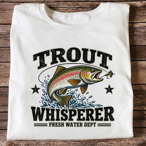 Trout Whisperer Fresh Water Dept Rainbow Tee, Trout Fishing T-Shirt