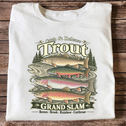 Catch and Release Trout Grand Slam Fishing Graphic T-Shirt