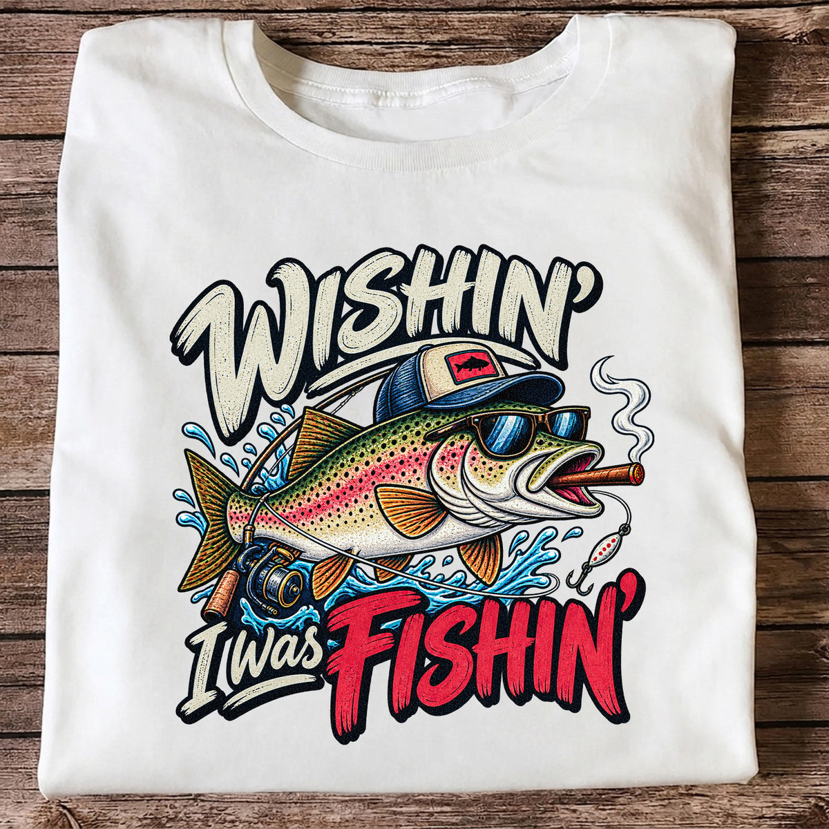Wishin' I Was Fishin' Funny Rainbow Trout Fishing T-Shirt