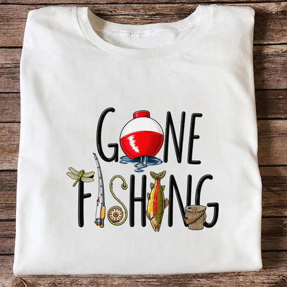 Gone Fishing Bobber Rod and Lure Graphic T-Shirt