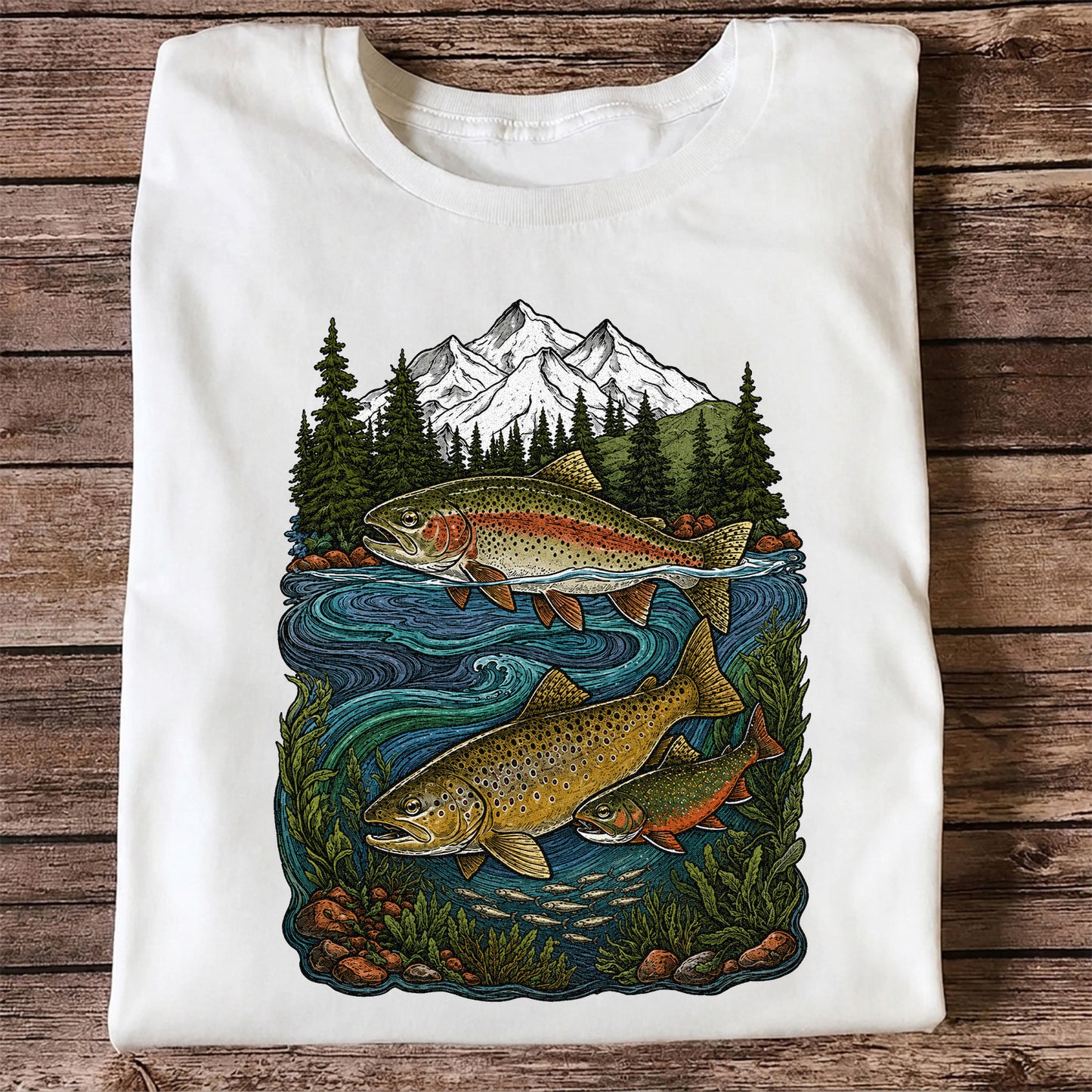 Trout Fishing T-Shirt  Mountain River Fishing Tee