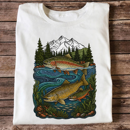 Trout Fishing T-Shirt  Mountain River Fishing Tee