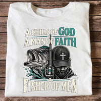 A Child of God A Man of Faith A Fisher of Men Bass Fishing T-Shirt