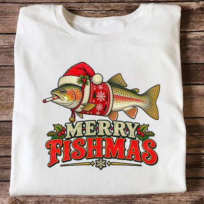 Christmas Trout Santa Fishing Graphic T-Shirt