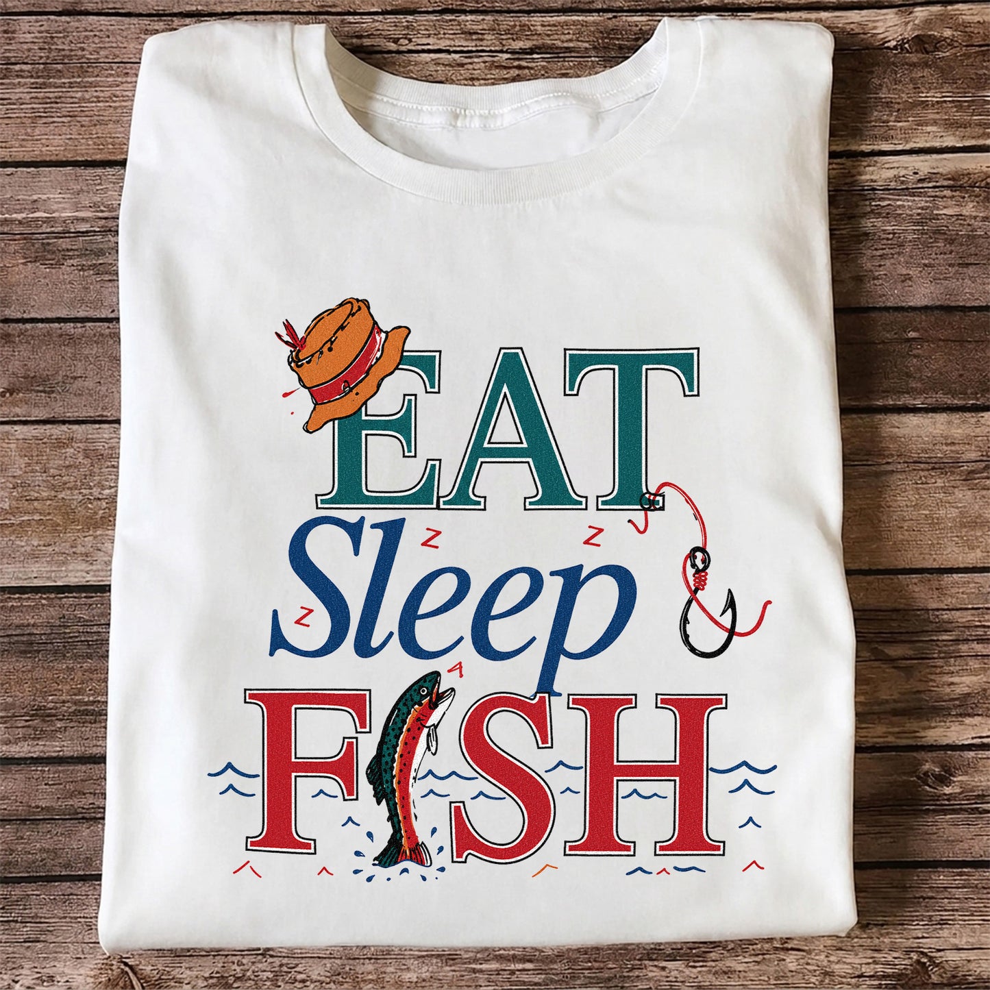 Eat Sleep Fish T-Shirt Trout Fishing Vintage Angler Tee