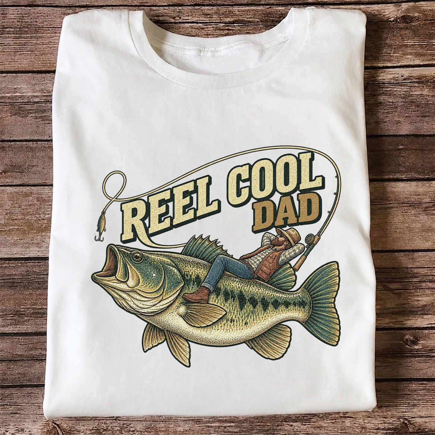 Reel Cool Dad Bass Fishing Father's Day T-Shirt