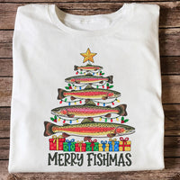 Rainbow Trout Christmas Tree Fishing Graphic T-Shirt