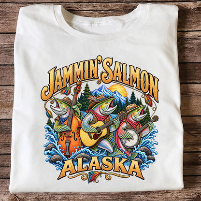 Salmon Music Band Alaska Fishing Graphic T-Shirt
