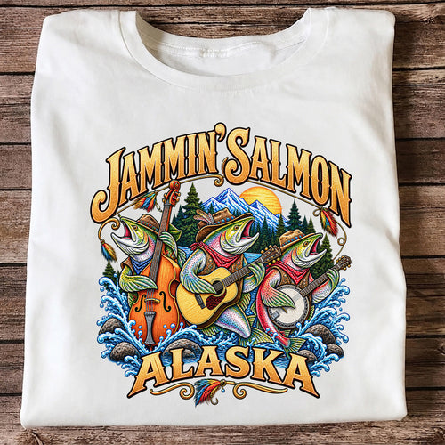 Salmon Music Band Alaska Fishing Graphic T-Shirt