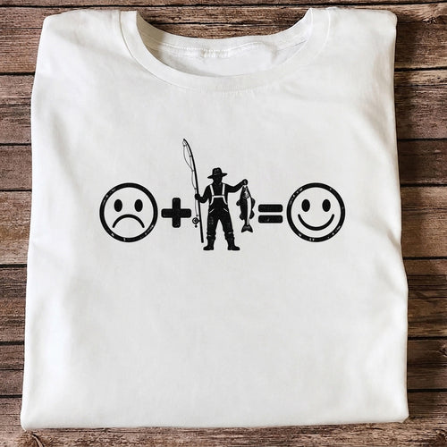 Fishing Turns Sad Face Into Happy Face Graphic T-Shirt